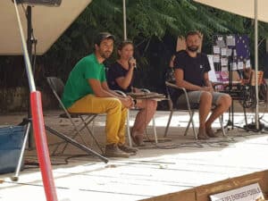 Village des alternatives : Nidal Abdelkrim, Magali Triano et Pierre Mirgaine animent la conférence