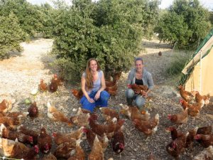 Samantha et Laura avec leurs poules
