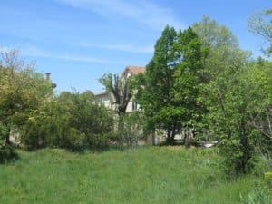 Une partie du terrain et au fond la maison familiale