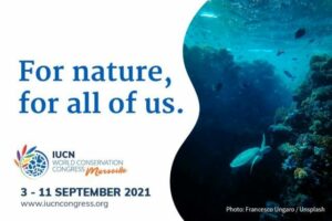 affiche Congrès Mondial Nature Marseille septembre 2021 Bleu Tomate