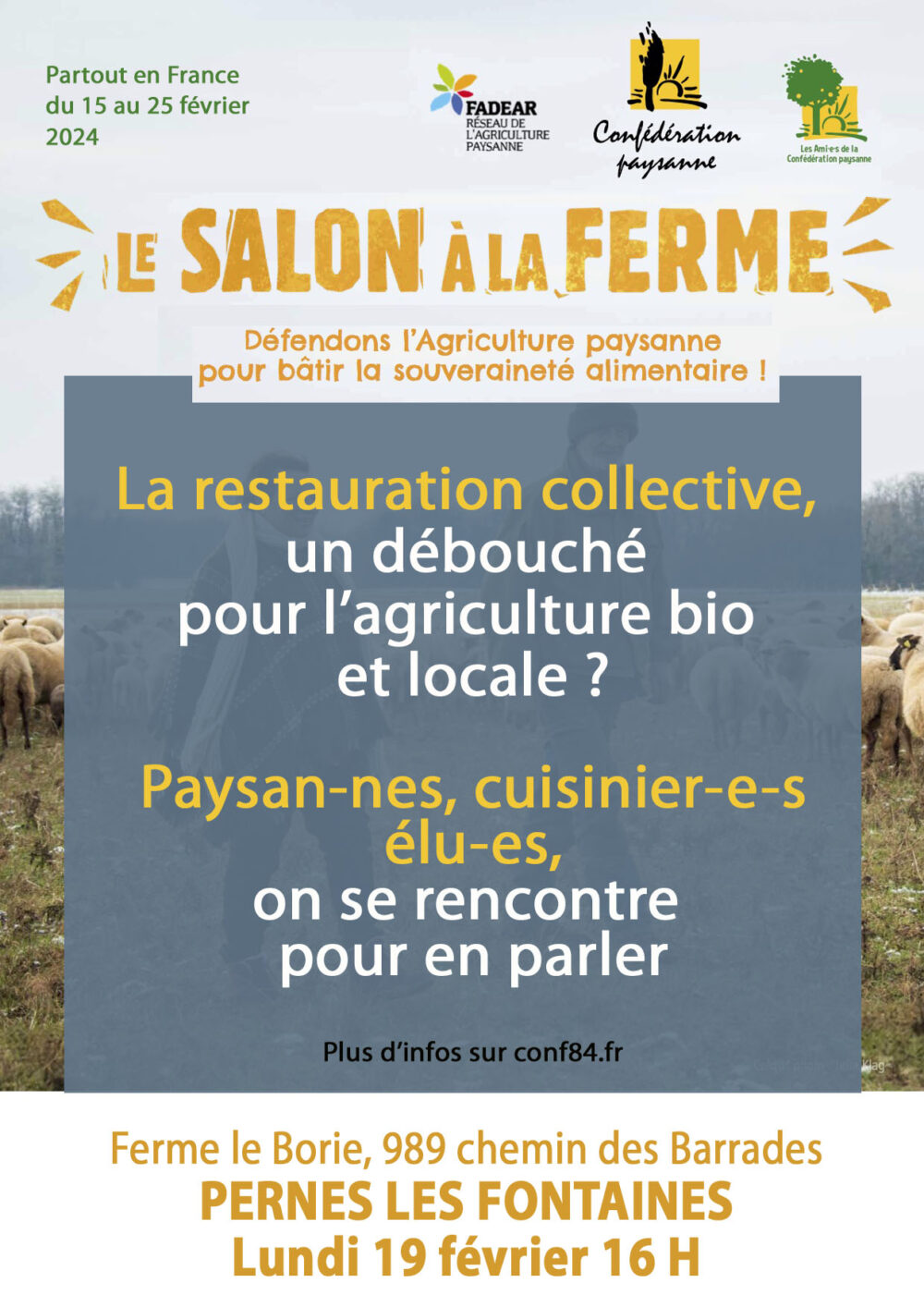 Affiche du Salon à la Ferme à Pernes-les-Fontaines dans le Vaucluse le 19 février 2024