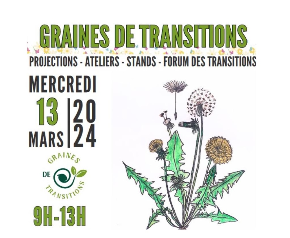 affiche événement Graines de Transitions à Hyères le 13 mars 2024