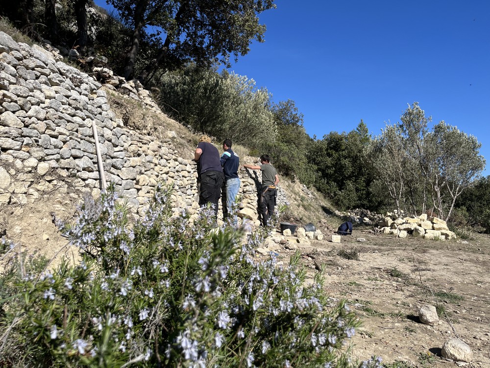 Les lycéens restaurent un mur de soutènement en pierre sèche