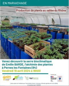 affiche visite serre bioclimatique à Pernes-les-Fontaines