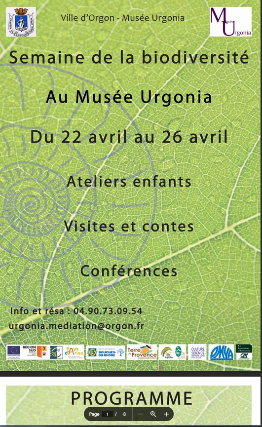 affiche semaine biodiversité musée Urgonia