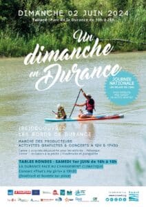 SMAVD - Un dimanche en Durance 2024 - Affiche 1et 2 juin Bleu Tomate